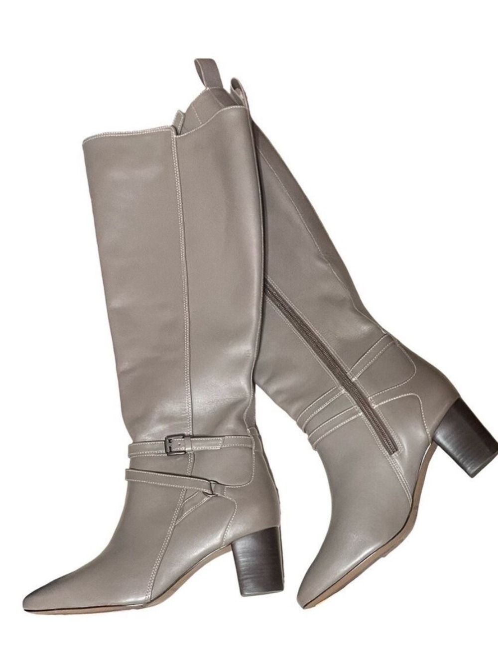 Johnston & Murphy the Eleanor Knee High Taupe Leather Boots NWOB $358